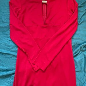 Elegant Red Long Sleeve Dress